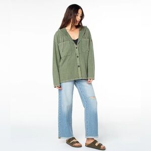 NWOT Roxy Clear Water Cotton Hooded Shacket